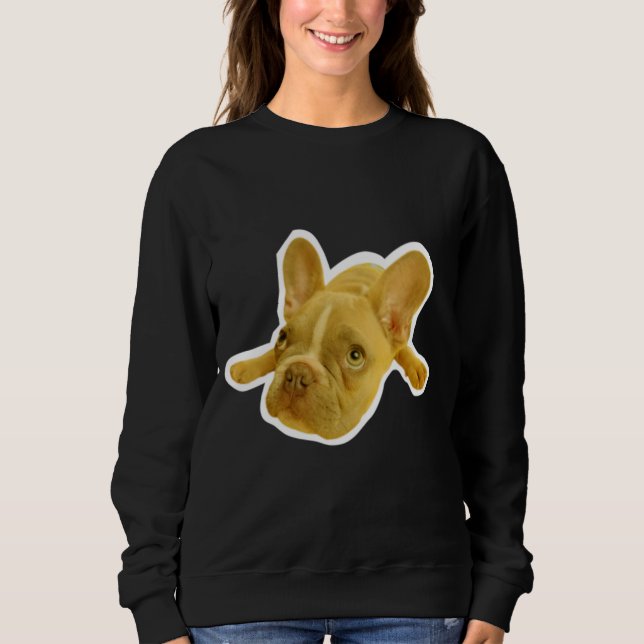 Sudadera negra con foto de adorable cachorro de Bu (Anverso)