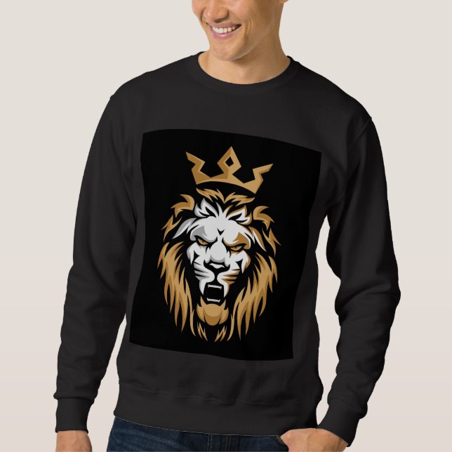 Sudadera negra con león de Corona Real (Anverso)