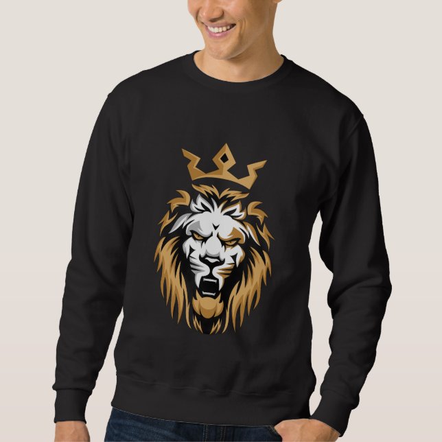 Sudadera negra con león de Corona Real (Anverso)