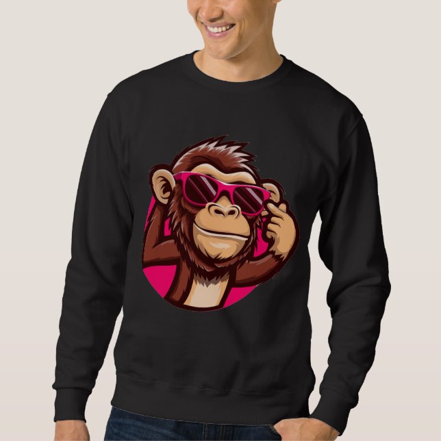 Sudadera negra Cool Monkey (Anverso)