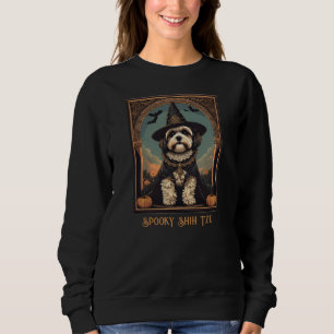 Sudadera negra de Halloween espeluznante Shih Tzu
