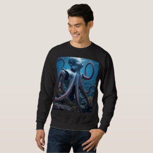 Sudadera negra de hombre con pulpo cibernético