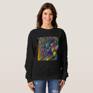 Sudadera negra de las mujeres de raza espacial