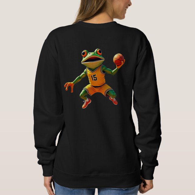 Sudadera negra de mujer con Basketball Frog en la  (Reverso)