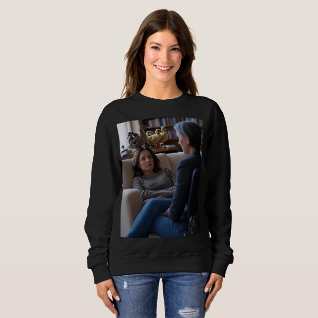Sudadera negra de mujer con Fascination With Ducks (Anverso completo)