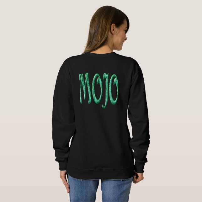 Sudadera negra de mujer con mojo atrás (Reverso completo)