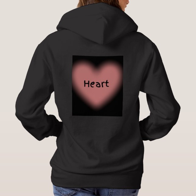 sudadera negra genial llena de corazón (Reverso)