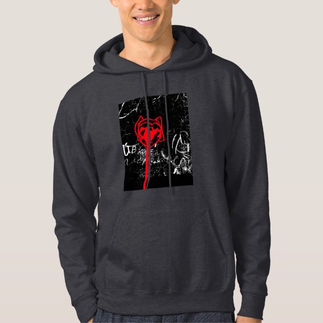 sudadera negra inusual para hombres (Anverso)