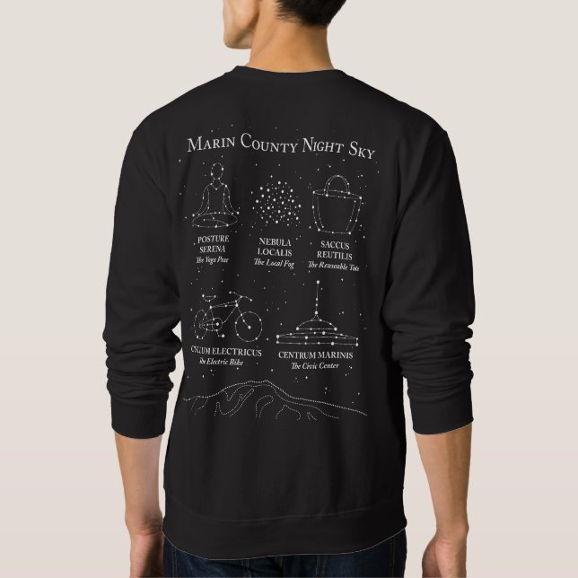 Sudadera negra para hombre Marin County Night Sky (Reverso)