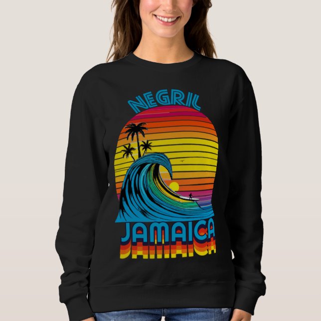 Sudadera Negril Jamaica Retro Throwback Surf & Beach Souven (Anverso)