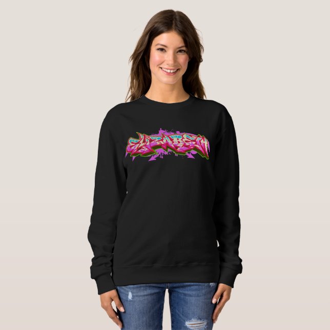 Sudadera Negro Streetwear de la pintada de Elizabeth (Anverso completo)