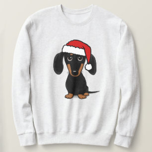 Sudadera Negro y Tan Dachshund Santa Cute Perro Wiener