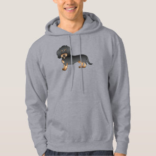 Sudadera Negro Y Tan Wire Haired Dachshund Perro De Caricat