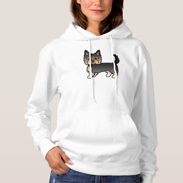 Sudadera Negro Y Tan Yorkshire Terrier Yorkie Cartoon Dog (Anverso)