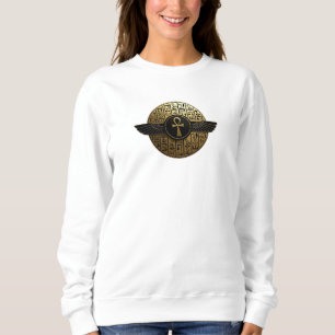 Sudadera NeoAnkh Ankh Alado Dorado 3D & Disco de Jeroglífic