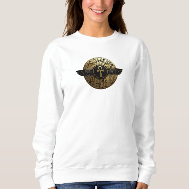 Sudadera NeoAnkh Ankh Alado Dorado 3D & Disco de Jeroglífic (Anverso)