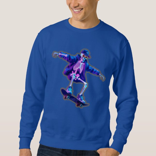 Sudadera Neon 3D Skeleton Skateboarding – Funny Streetwear  (Anverso)