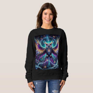 Sudadera Neon Cosmic Owl Sweatshirt T-Shirt Design.