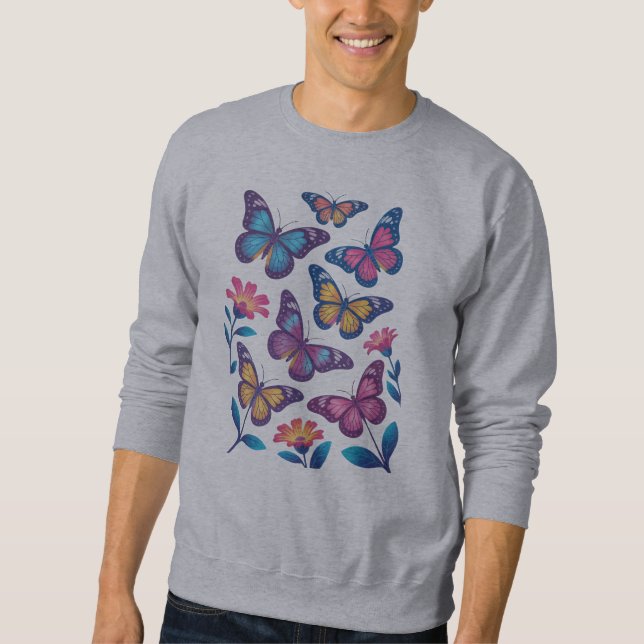 Sudadera Neon Flowers with Six Glowing Butterflies (Anverso)