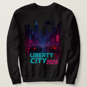 Sudadera Neon Liberty 2026 Ciudad Cyberpunk   Ropa Callejer