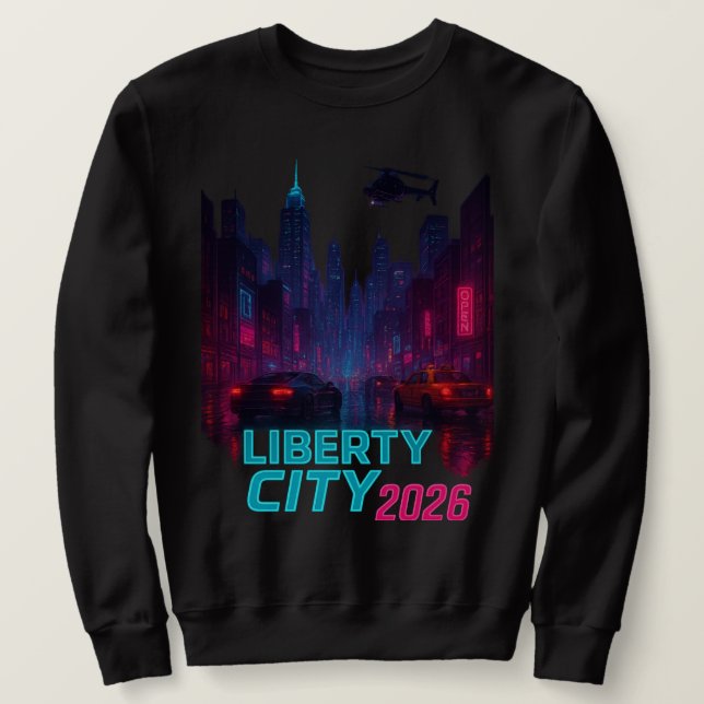 Sudadera Neon Liberty 2026 Ciudad Cyberpunk | Ropa Callejer (Anverso del diseño)