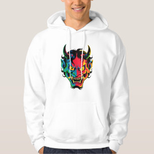 Sudadera Neon Oni Rage - Colorida máscara japonesa Demon Ve