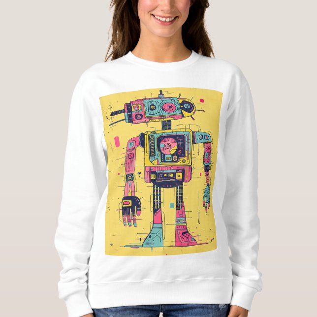 Sudadera Neon Panelbot - Ilustracion Pop-Tech Robot Sweats (Anverso)