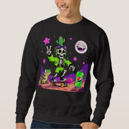 Sudadera Neon Skeleton Skateboarder Rebel Cartoon