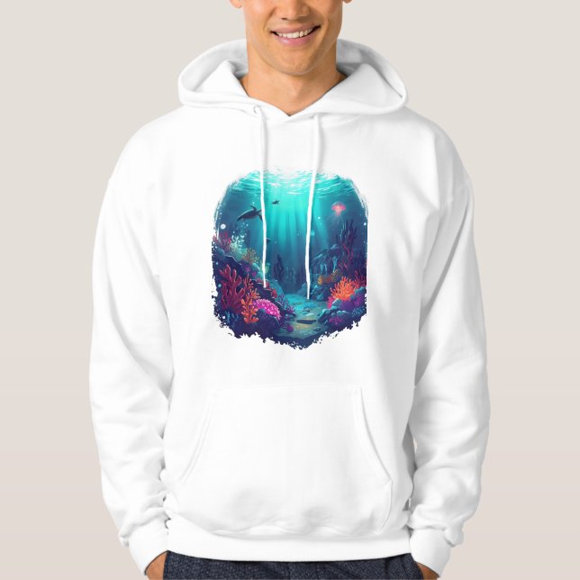 Sudadera Neon Tides – Deep Ocean Kingdom Illustration (Anverso)