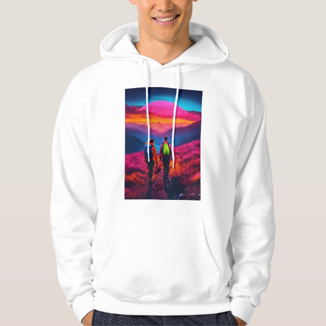 Sudadera Neon Vibes Mountain Hike Hoodies para parejas - St (Anverso)