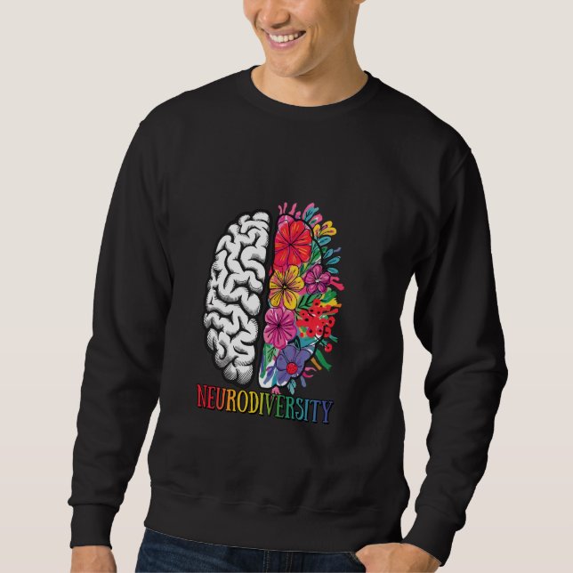 Sudadera Neurodiversidad Cerebros Flores de cerebro Concien (Anverso)