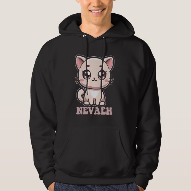 Sudadera Nevaeh lindo Kitty Cat Design para Chicas Nombre N (Anverso)