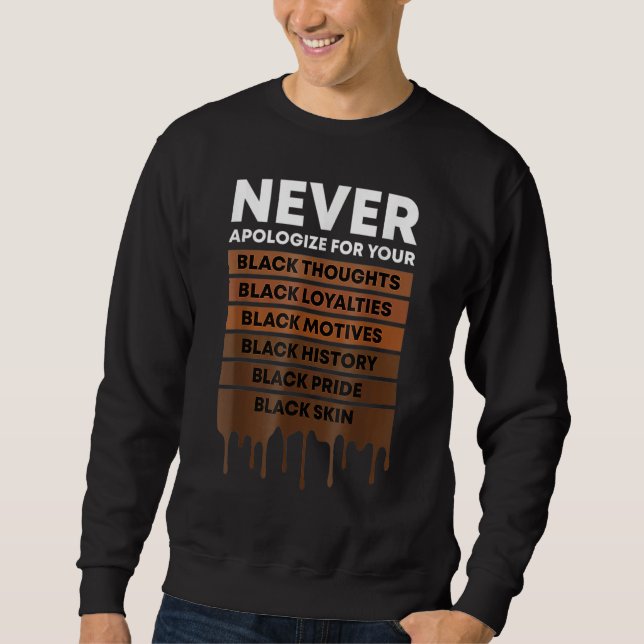Sudadera Never Apologize Black History Month BLM Melanin Pr (Anverso)