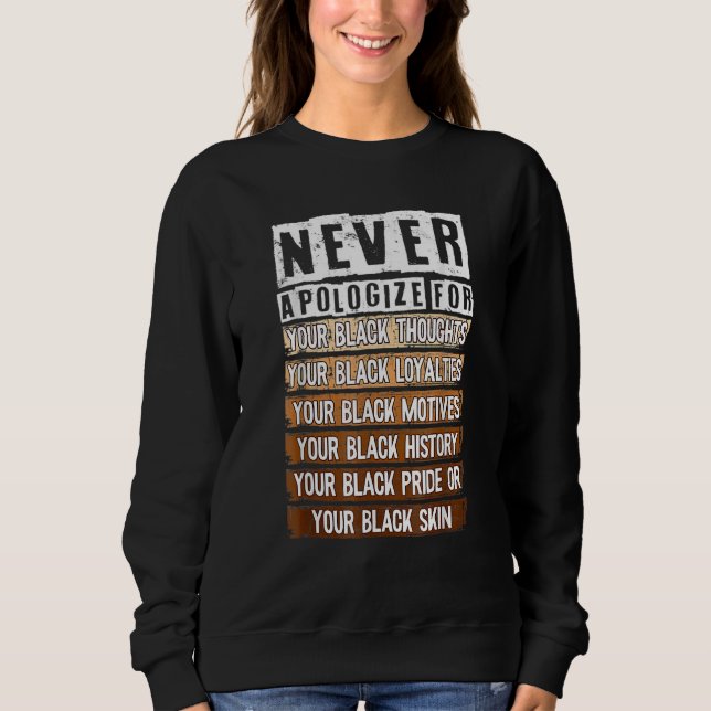 Sudadera Never Apologize Black History Month BLM Melanin Pr (Anverso)