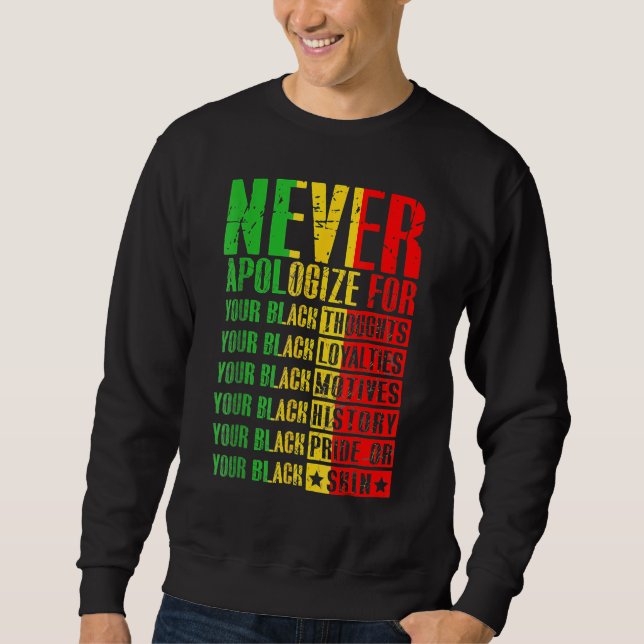 Sudadera Never Apologize For Your Blackness Black History P (Anverso)