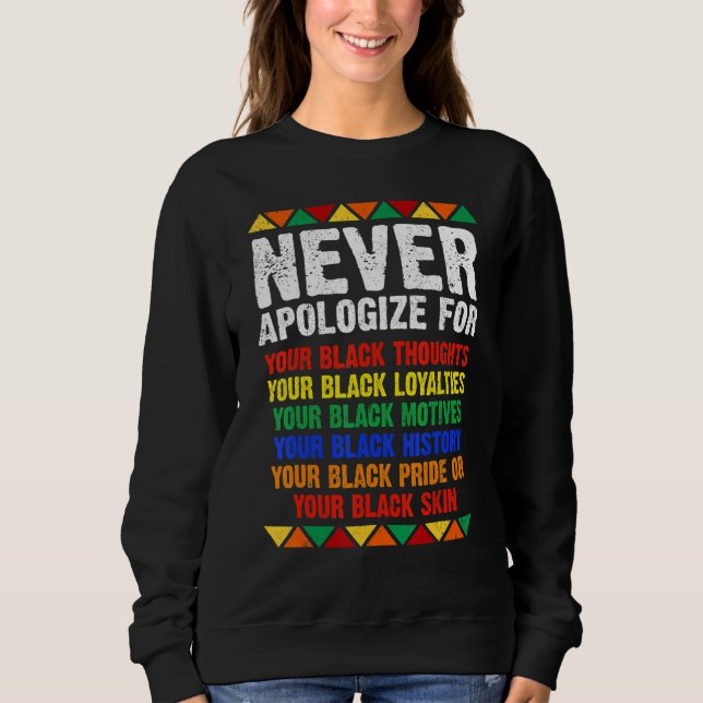 Sudadera Never Apologize Your Blackness African Black Histo (Anverso)