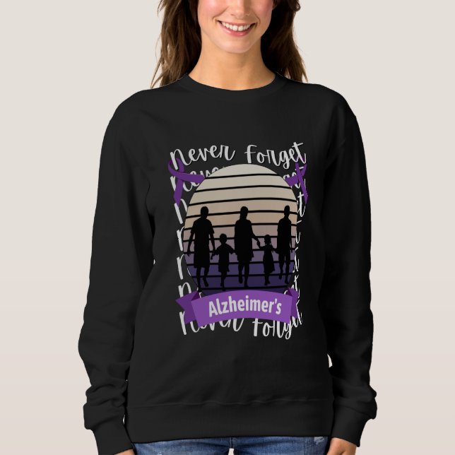 Sudadera Never Forget Alzheimer's Awareness Retro Purple Fa (Anverso)