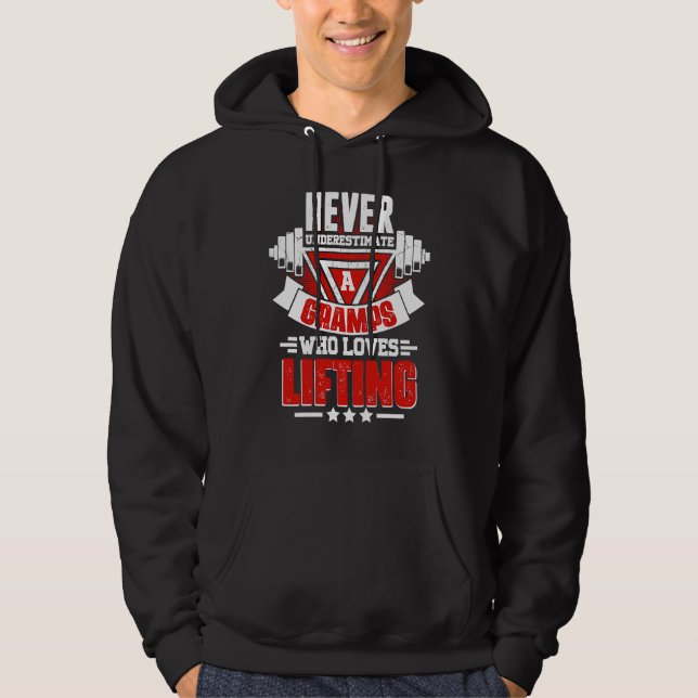 Sudadera Never Underestimate Gramps Gym Workout Fitness Wei (Anverso)