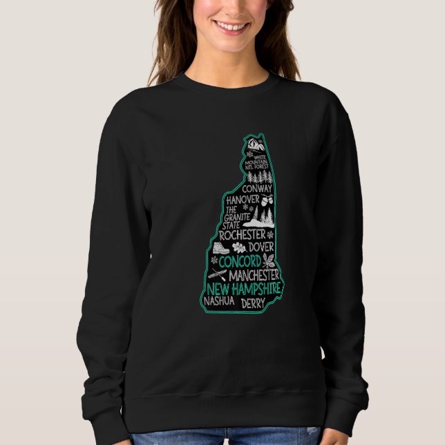 Sudadera New Hampshire Concord cute map Conway Dover Nashua (Anverso)