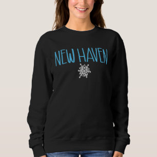 Sudadera New Haven Connecticut Copo de nieve Luz Azul texto