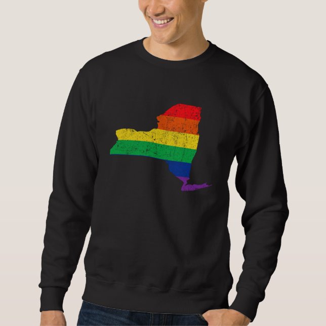 Sudadera New York Pride Rainbow Flag Map Gay Lesbian LGBT S (Anverso)