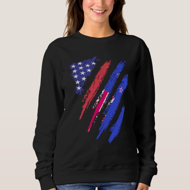 Sudadera New Zealand American Patriot Grown Heart Flag Stri (Anverso)