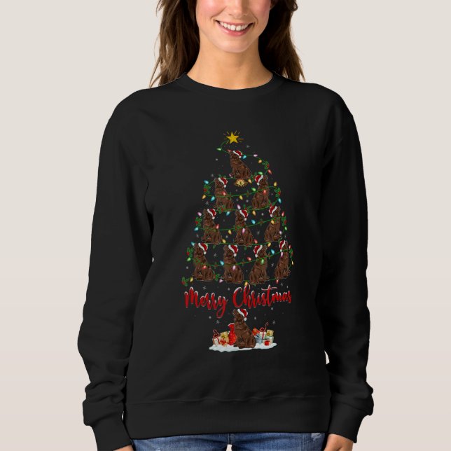 Sudadera Newfoundland Dog Christmas Tree Lights Newfoundlan (Anverso)