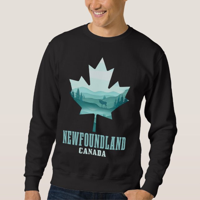 Sudadera Newfoundland Maple Leaf Moose Vintage Canadá Canad (Anverso)
