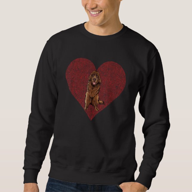 Sudadera Newfoundland Valentines Day Dog Love Fingerprint (Anverso)
