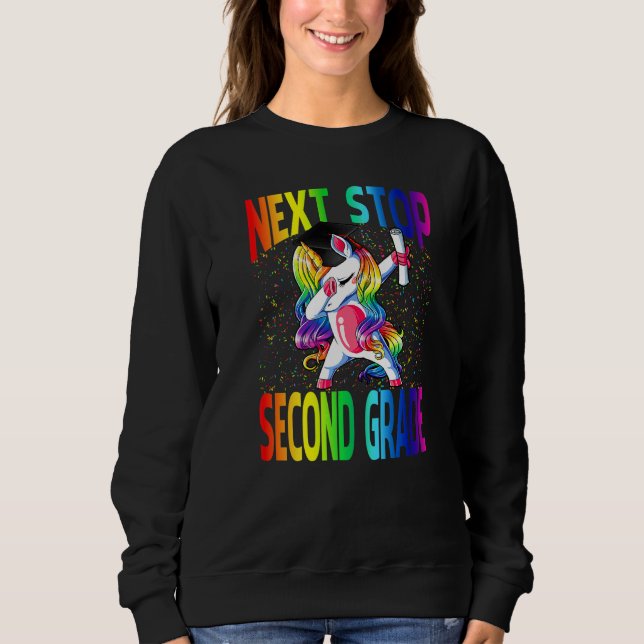 Sudadera Next Stop Second Grade Graduation Unicorn   (Anverso)