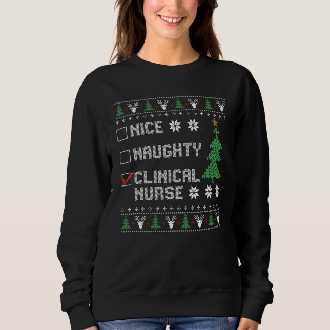 Sudadera Nice Naughty Clinical Nurse  Ugly Christmas Sweate (Anverso)