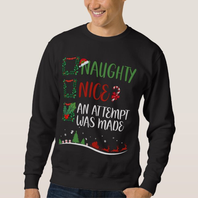 Sudadera Nice Naughty SE HIZO UN INTENTO Navidades Santa H (Anverso)