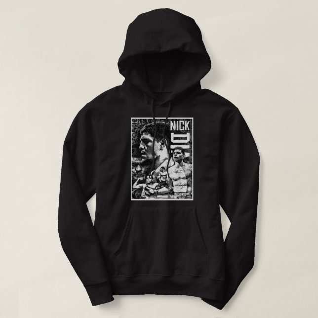 Sudadera Nick Diaz Clásico de Dibujo en Blanco y Negro  (Diseño del anverso)