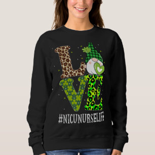 Sudadera Nicu Enfermera Amor St Patricks Day Gnome Leopard